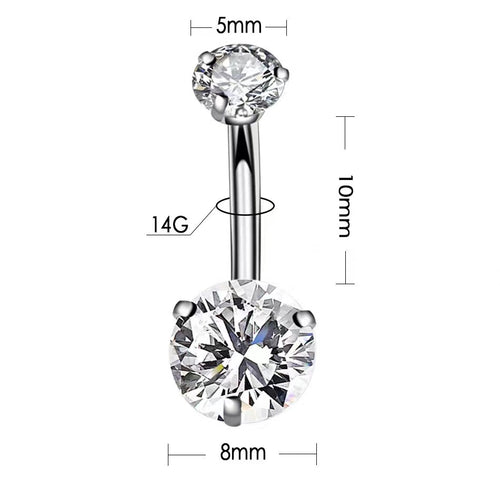 Classic Double Round CZ Internally Threaded Navel Belly Button Ring
