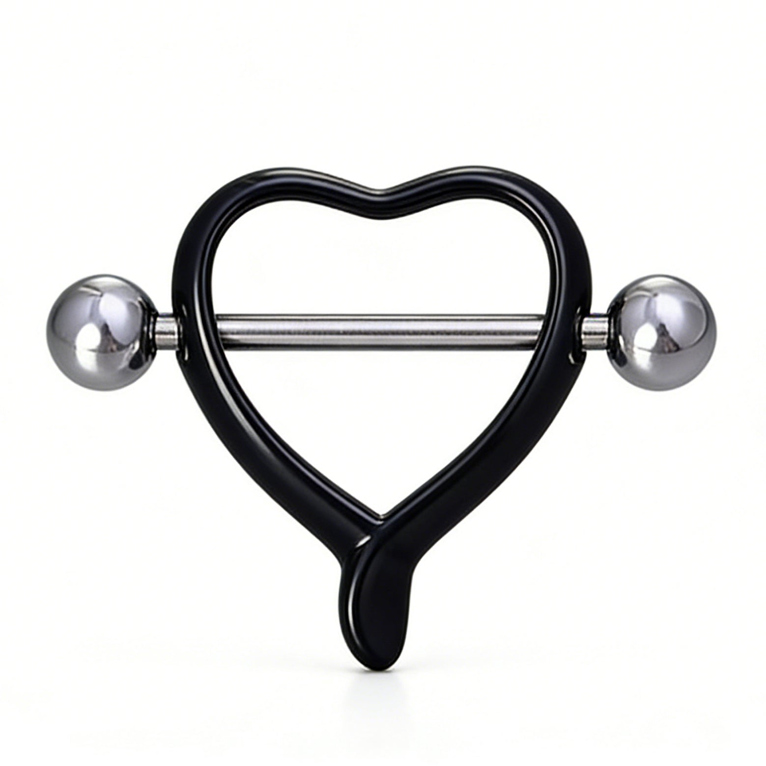 High-definition black heart nipple shield on white background