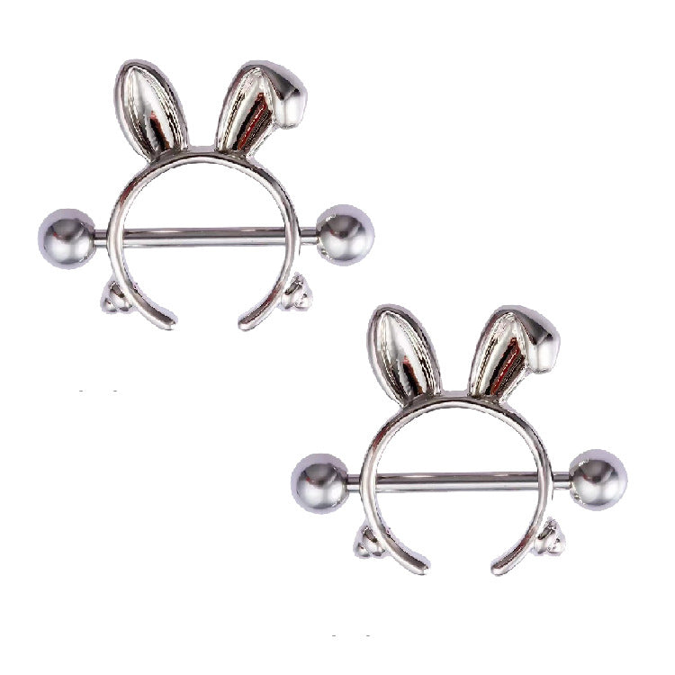 Two silver bunny ear nipple shields for a matching set look.