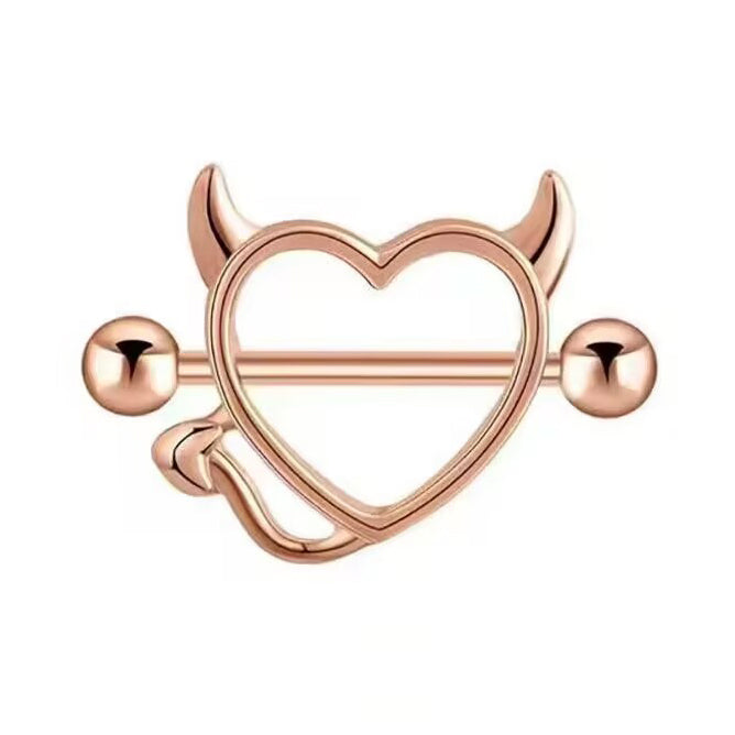 Elegant rose gold devil heart nipple shield for alternative fashion